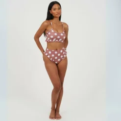 Womens Polka Dot High Waisted Bikini Bottoms