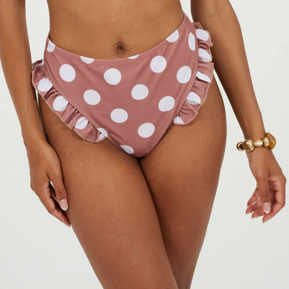 Womens Polka Dot High Waisted Bikini Bottoms