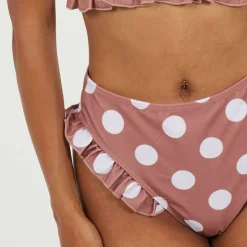 Womens Polka Dot High Waisted Bikini Bottoms