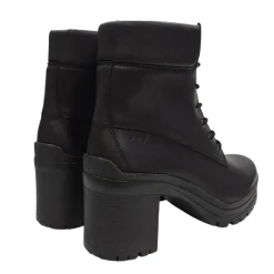 Women's Premium Leather Block Heel Lace Up Ankle Boots