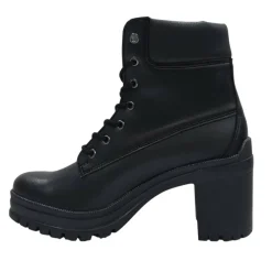 Women's Premium Leather Block Heel Lace Up Ankle Boots