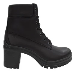 Women's Premium Leather Block Heel Lace Up Ankle Boots