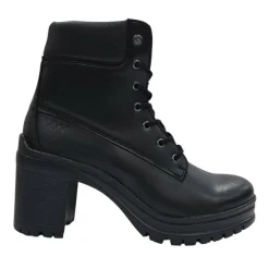Women's Premium Leather Block Heel Lace Up Ankle Boots