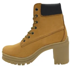 Women's Premium Leather Block Heel Lace Up Ankle Boots