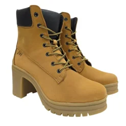 Women's Premium Leather Block Heel Lace Up Ankle Boots