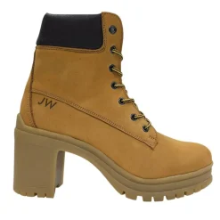 Women's Premium Leather Block Heel Lace Up Ankle Boots