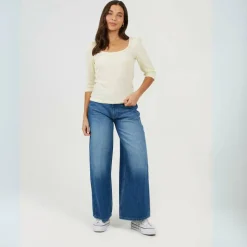 Womens Puff Sleeve Square Neck Top