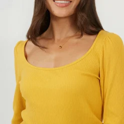Womens Puff Sleeve Square Neck Top