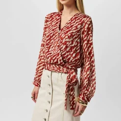 Women's Rie Wrap Long-Sleeve Blouse