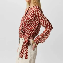 Women's Rie Wrap Long-Sleeve Blouse