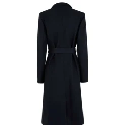 Womens Rose Belted Midi Wool Long Sleeve Coat