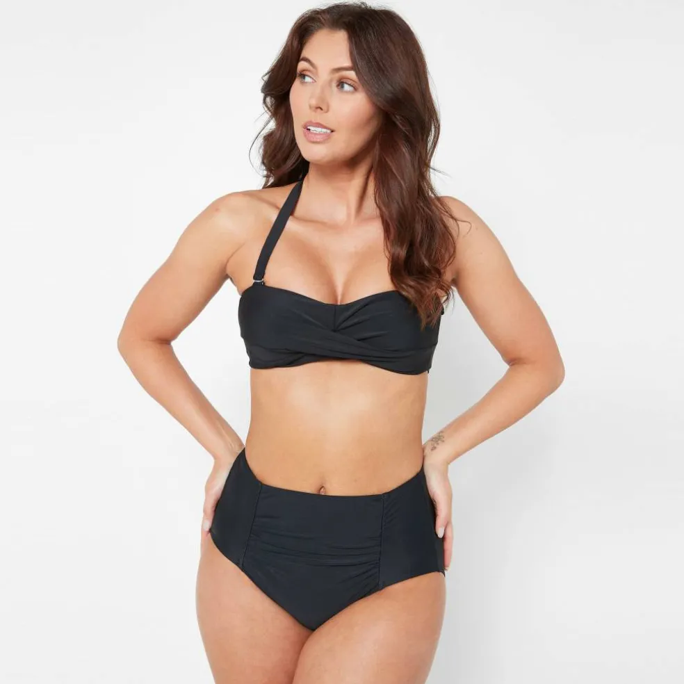 Women's Ruched Front High Waisted Bikini Bottoms