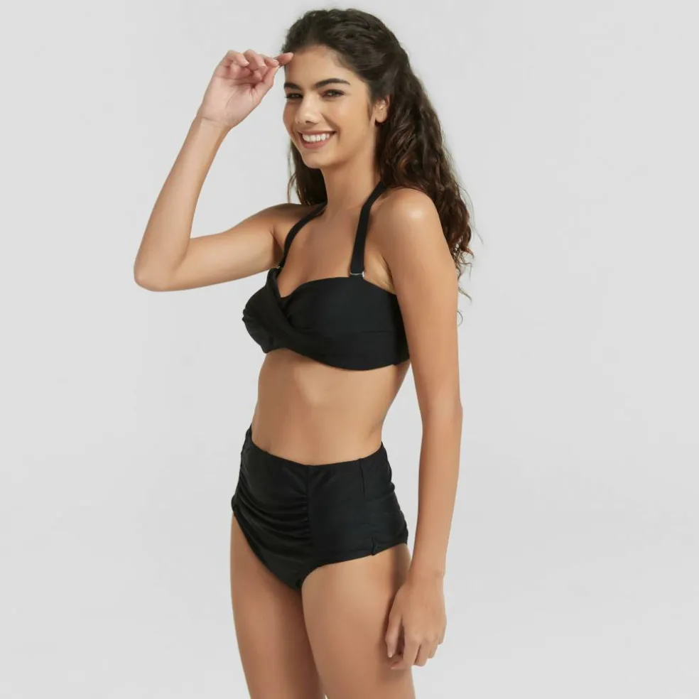 Women's Ruched Front High Waisted Bikini Bottoms