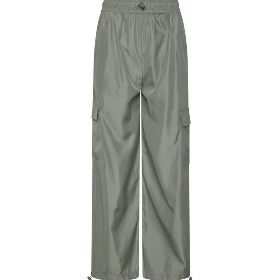 Womens Satin Cargo Open Hem Fleece Jogger