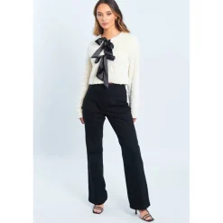 Women's Sequin Bow Long-Sleeve Blouse