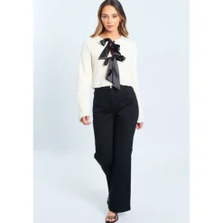 Women's Sequin Bow Long-Sleeve Blouse