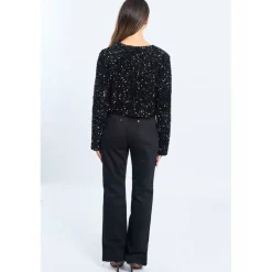 Women's Sequin Bow Long-Sleeve Blouse
