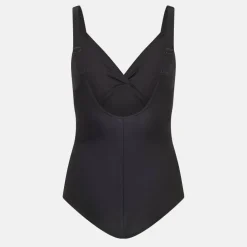 Womens Shaping Cross Knot Swimsuit Black