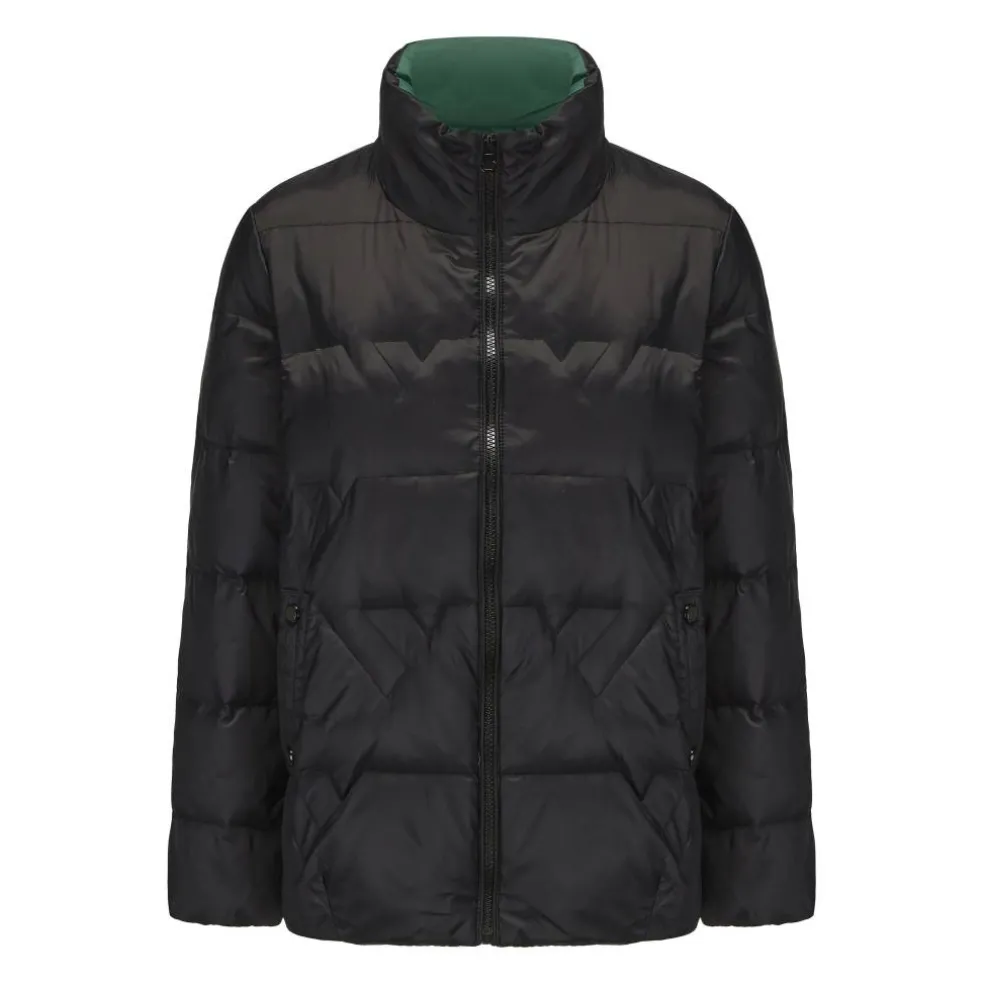 Women's Short Duck Down Funnel Neck Long Sleeve Down Jacket