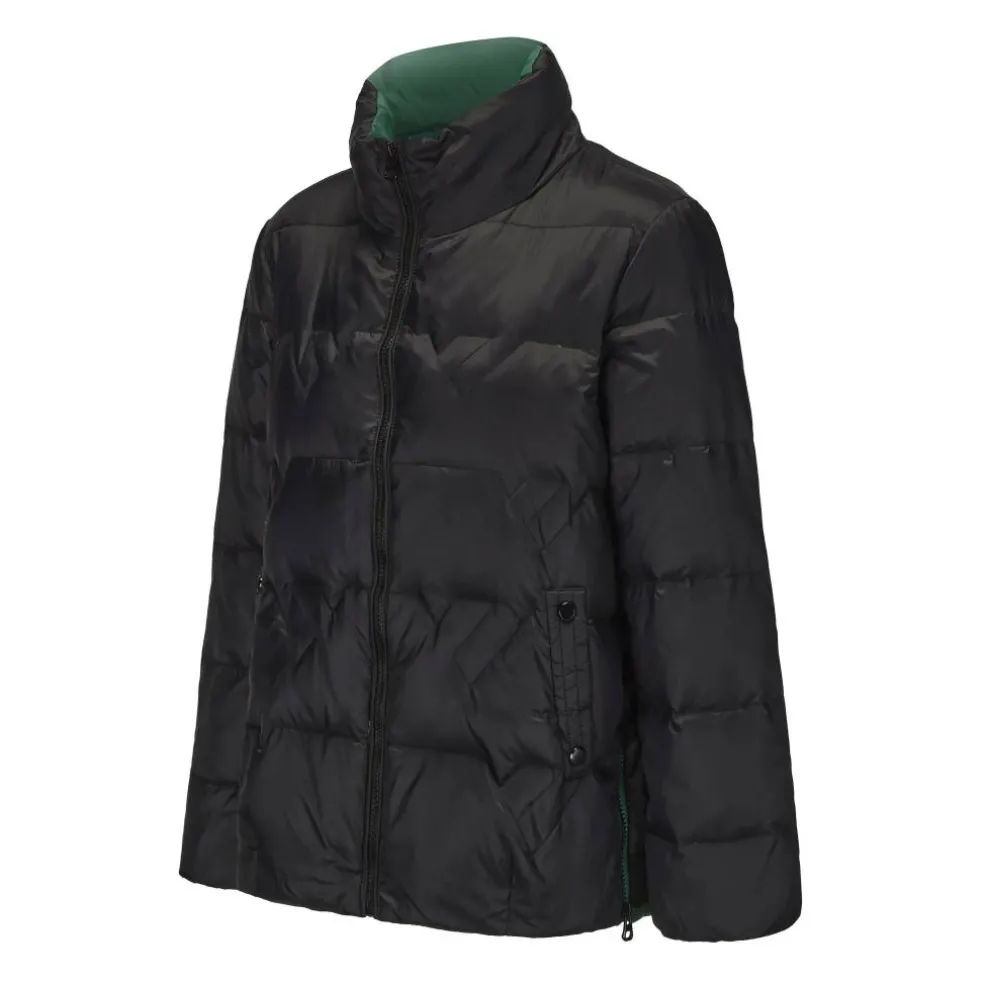 Women's Short Duck Down Funnel Neck Long Sleeve Down Jacket