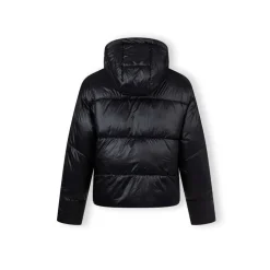 Womens short insulated hooded jacket black