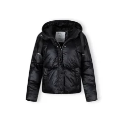 Womens short insulated hooded jacket black
