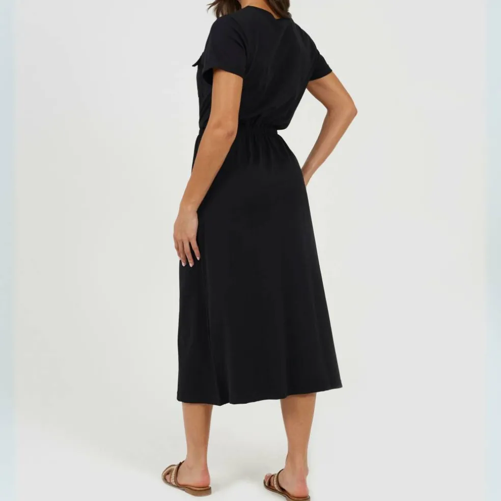 Womens Short Sleeve Tie Waist Utility Dress