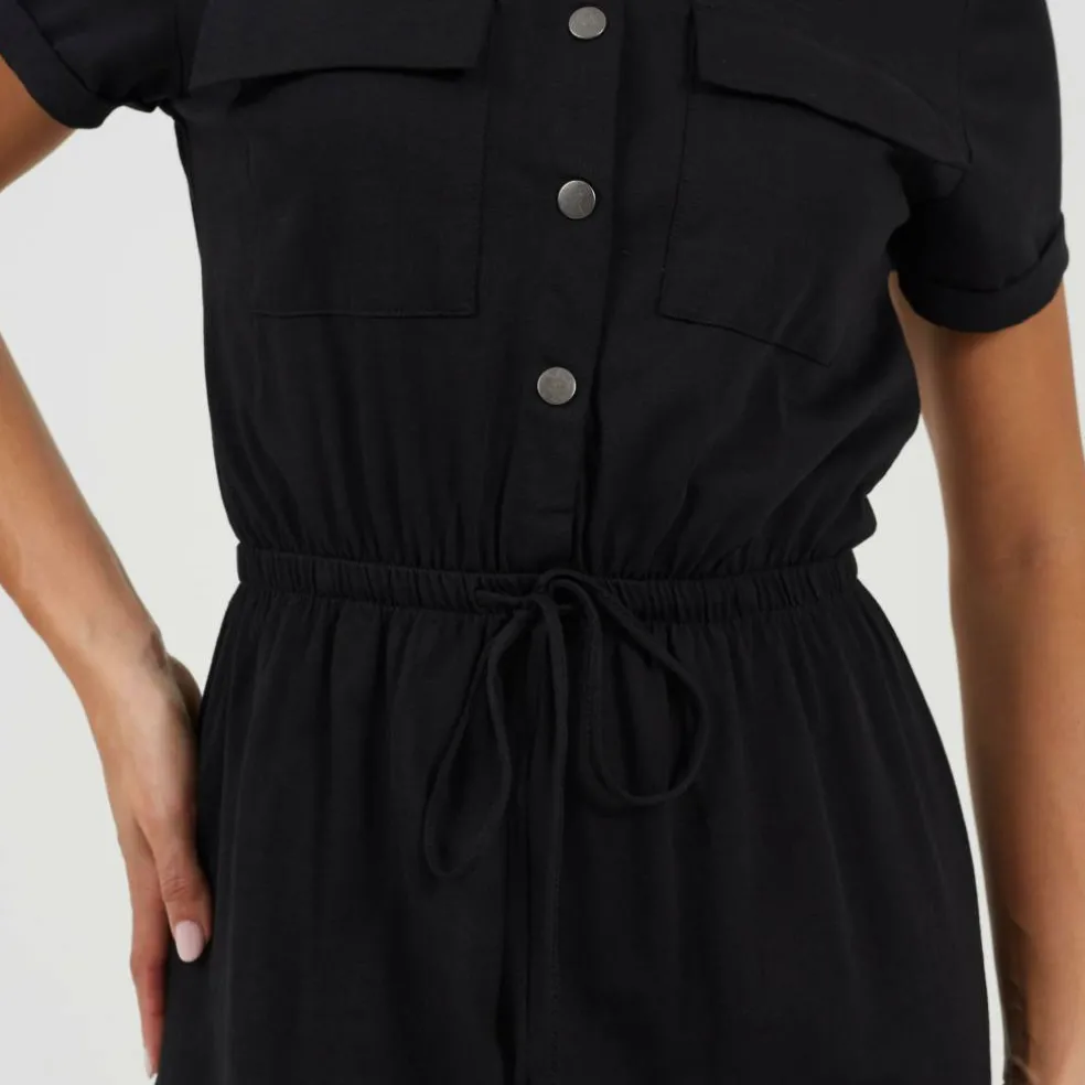 Womens Short Sleeve Tie Waist Utility Dress