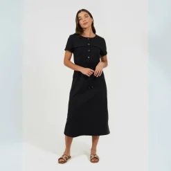 Womens Short Sleeve Tie Waist Utility Dress