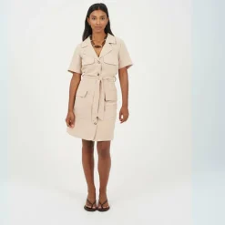 Womens Short Sleeve Utility Dress with Belt