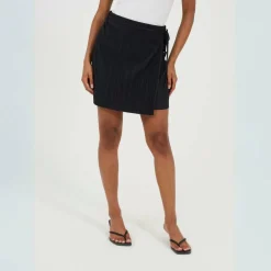Womens Side Tie Plisse Mini Skirt