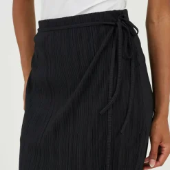 Womens Side Tie Plisse Mini Skirt