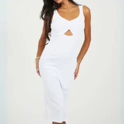 Womens Sleeveless Midi Dress with Knot Detail