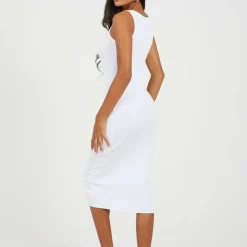 Womens Sleeveless Midi Dress with Knot Detail