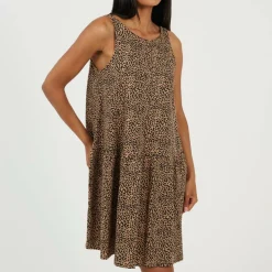 Womens Sleeveless One Tier Mini Dress