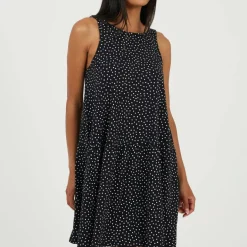 Womens Sleeveless One Tier Mini Dress