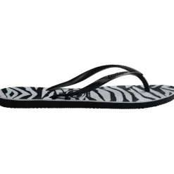 Women's Slim Animals Glitter Black Flip Flops