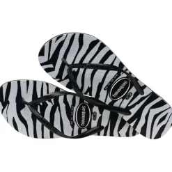 Women's Slim Animals Glitter Black Flip Flops