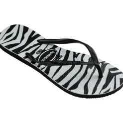 Women's Slim Animals Glitter Black Flip Flops