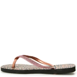 Women's Slim Animals Mix Black/Gold Flip Flops