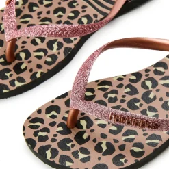 Women's Slim Animals Mix Black/Gold Flip Flops