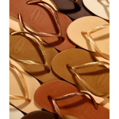 Women's Slim Dark Brown Metal Flip Flops