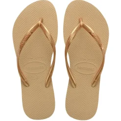 Women's Slim Dark Brown Metal Flip Flops