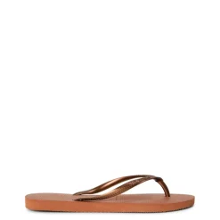Women's Slim Dark Brown Metal Flip Flops