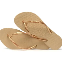 Women's Slim Dark Brown Metal Flip Flops