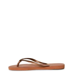 Women's Slim Dark Brown Metal Flip Flops