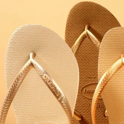 Women's Slim Dark Brown Metal Flip Flops