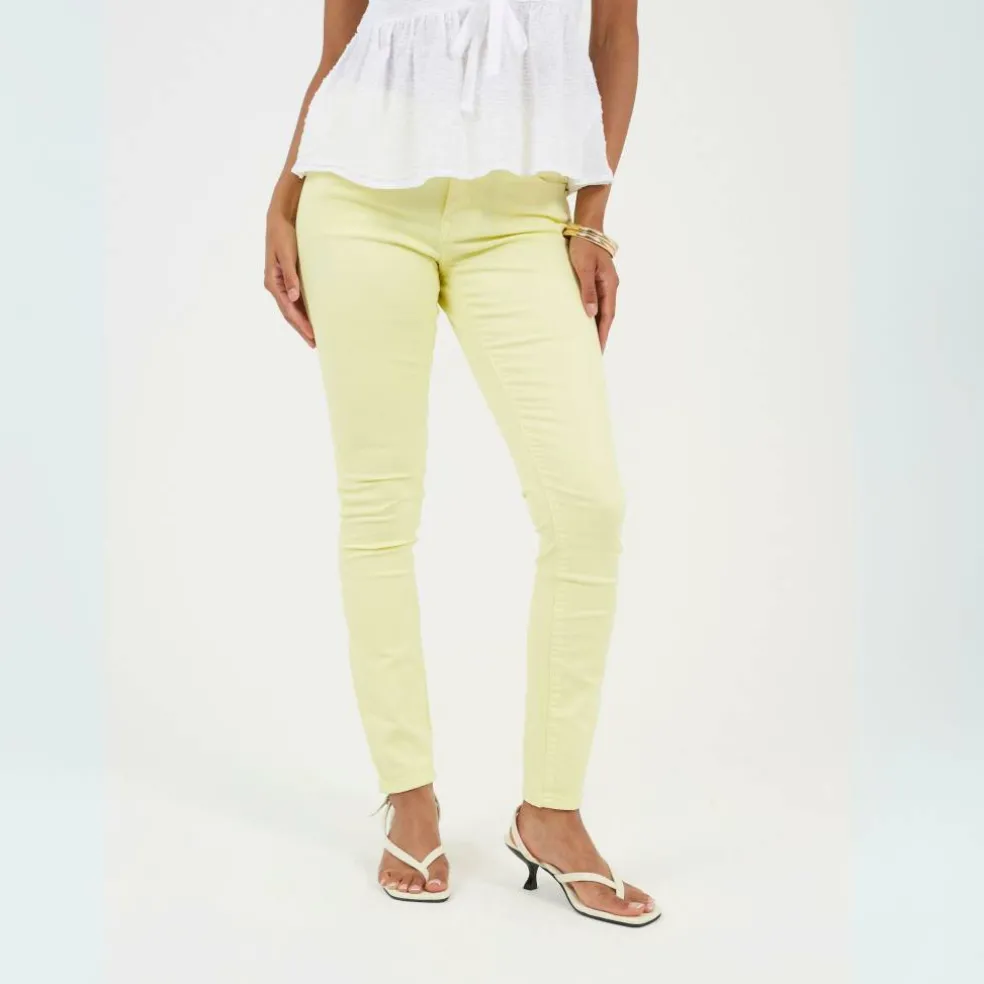 Womens Slim Fit Pastel Yellow Jeans