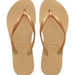 Women's Slim Flatform Golden Flip Flops