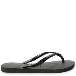 Women's Slim Glitter Black Flip Flops